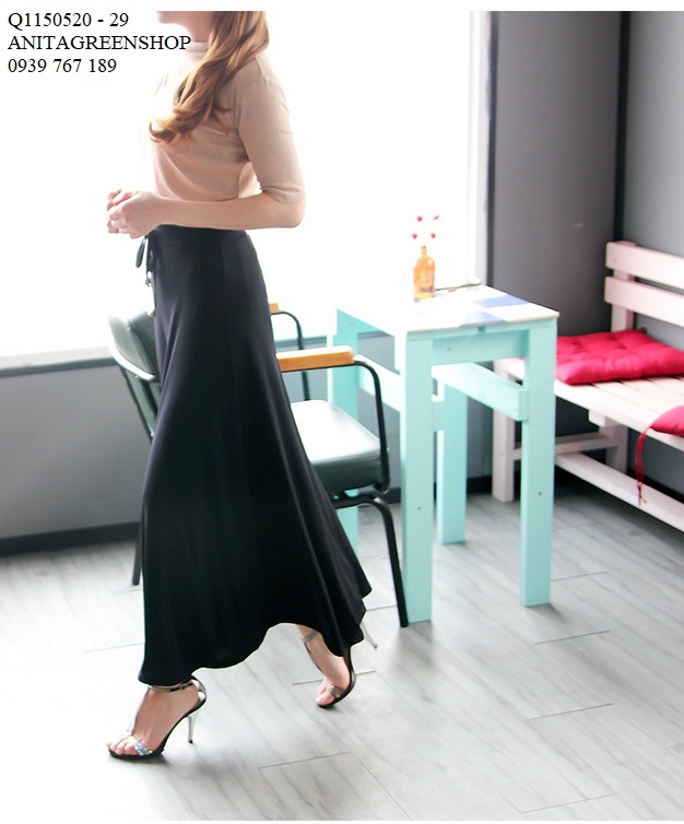Q1150520  CHÂN VÁY MAXI MÀU ĐEN