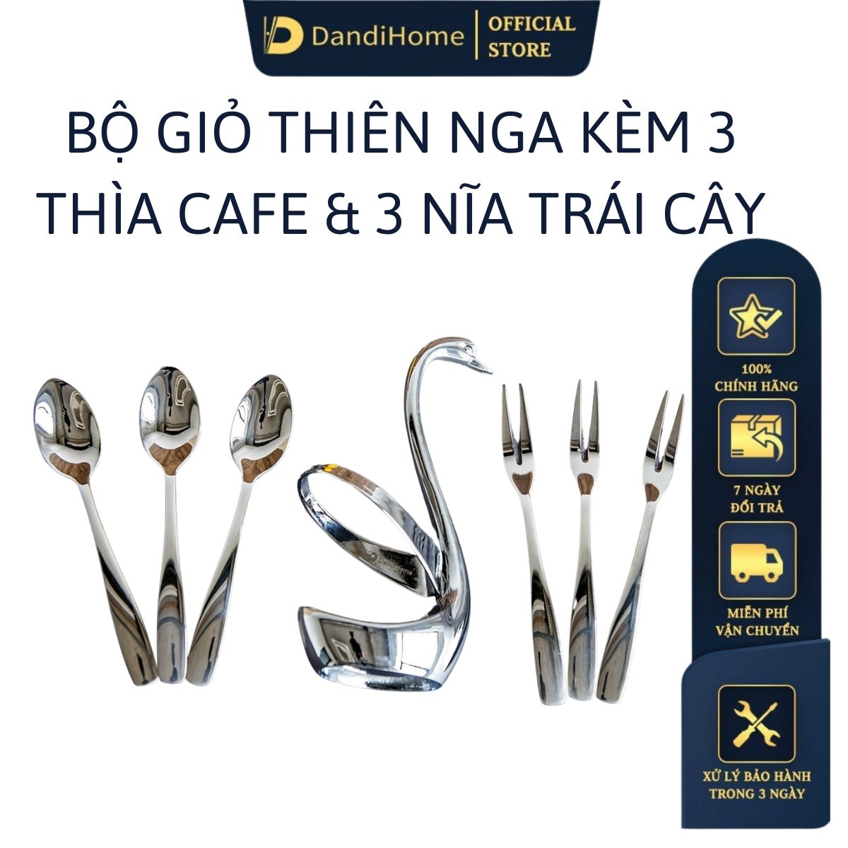 Bộ giỏ thiên nga DandiHome kèm thìa nĩa 2020 cao cấp, sang trọng, tinh tế