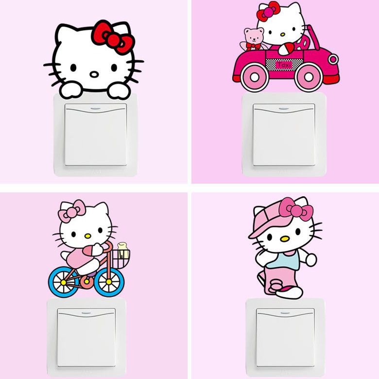 Decal 10 hình dán công tắc hello kitty khác nhau dễ thương decal amyshop dkn027