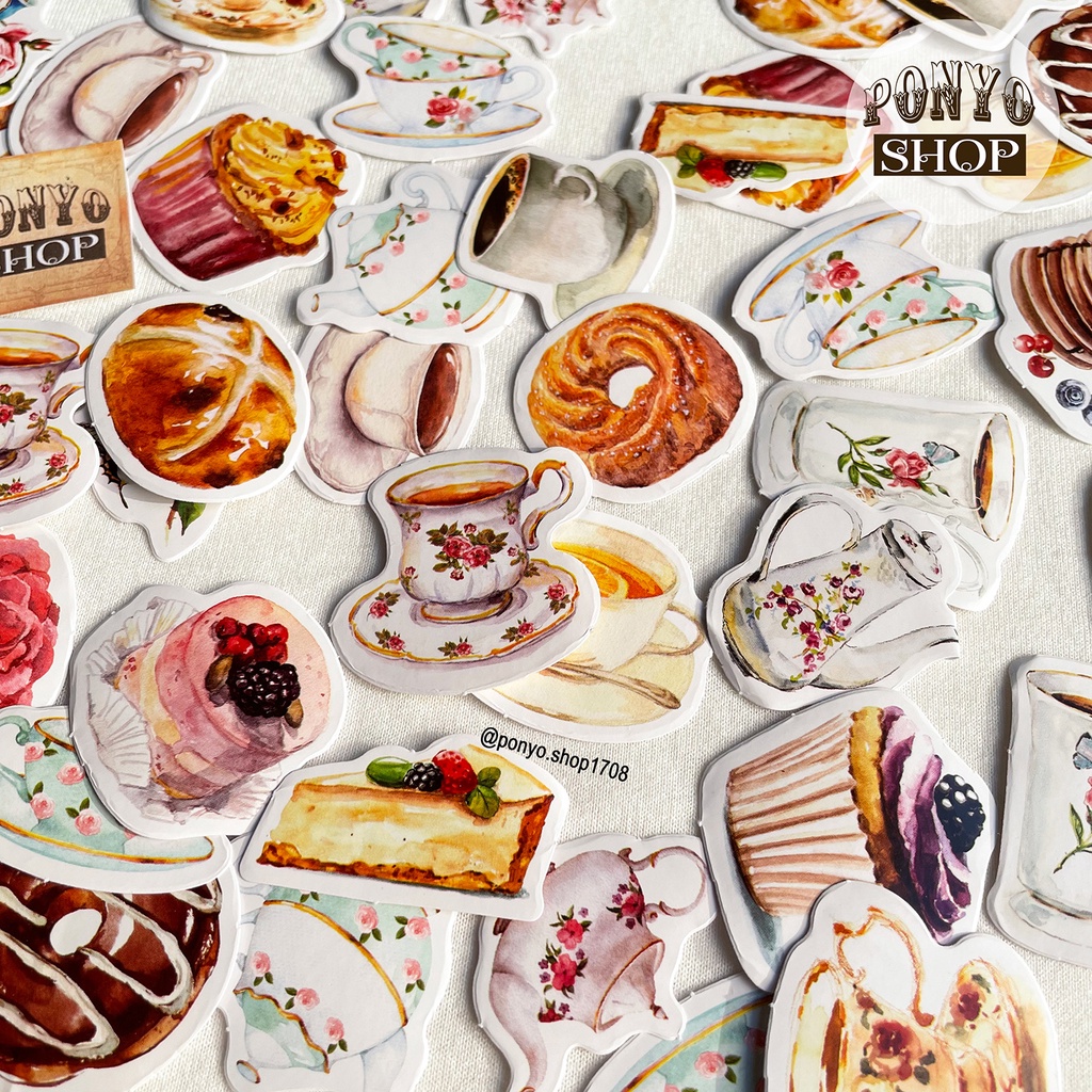 ☕️ Hộp 46 sticker nhãn dán Break Time (Love Coffee) trang trí Scrapbook