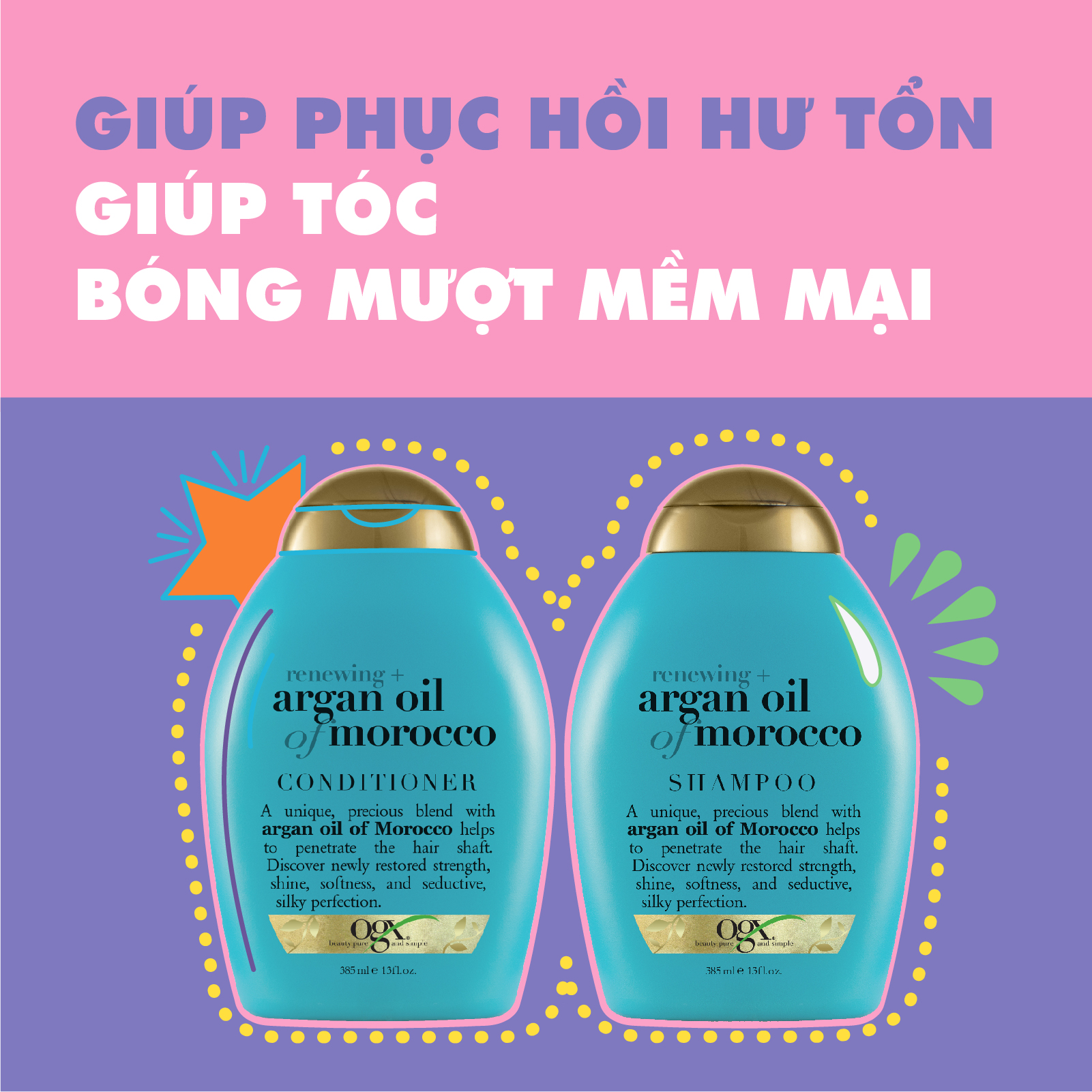 Combo 2 Chai Dầu Gội Đầu OGX - Dung Tích 385mlx2