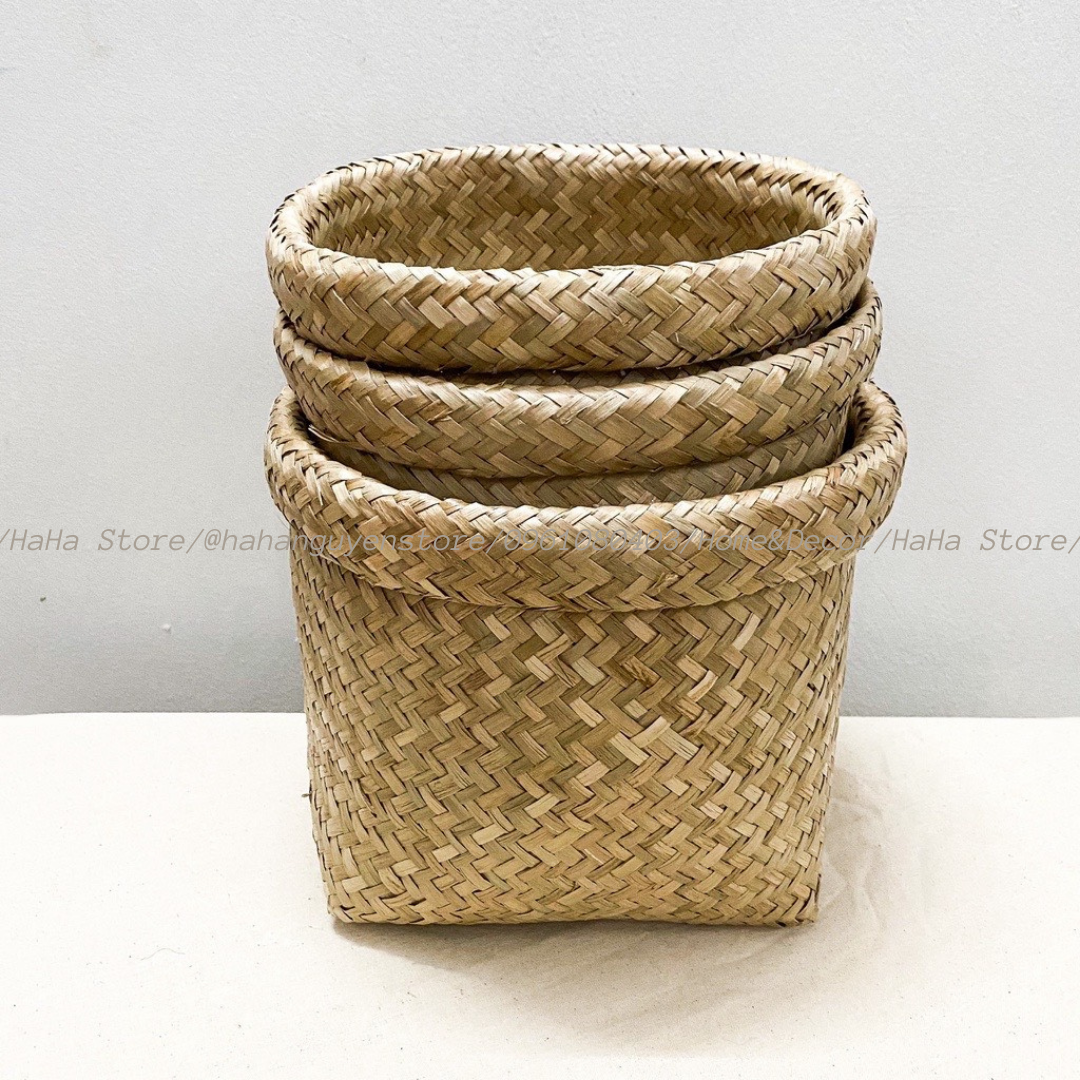 Thúng cói Decor Giỏ Cói Trồng cây GCD02