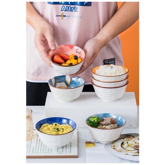 Set bát Sứ Hình Gia đình bố mẹ và con