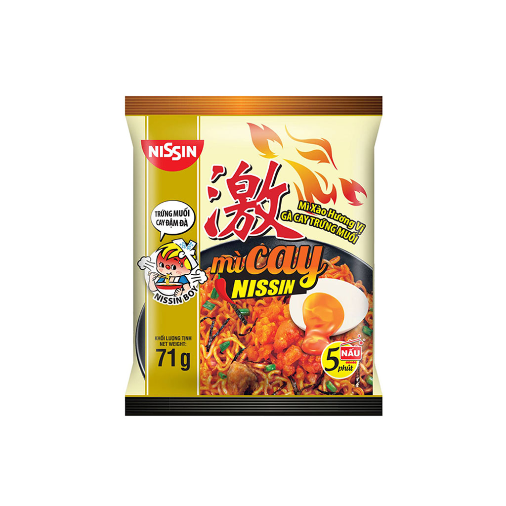 Thùng 30 gói mì xào gà cay trứng muối Nissin