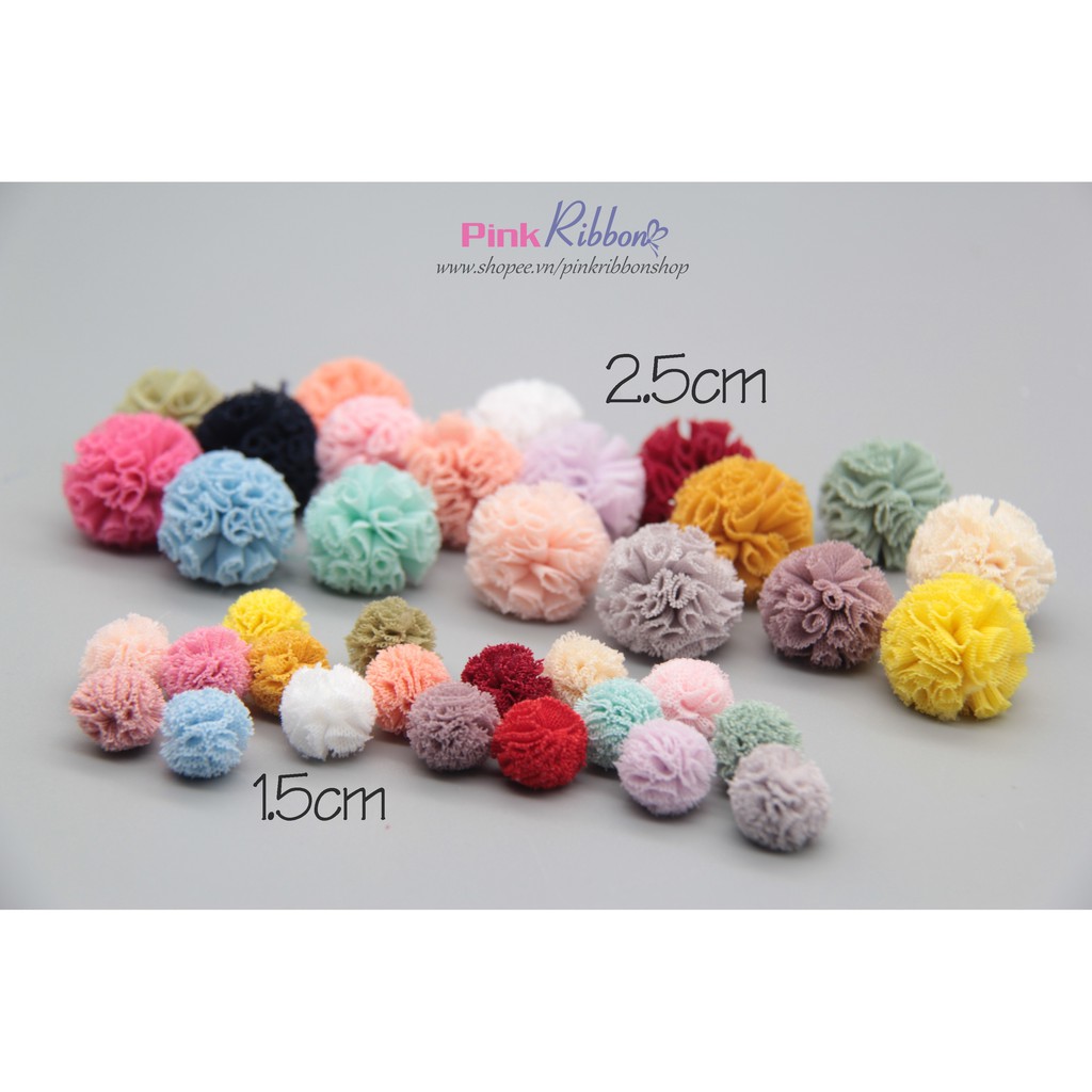 Pompom Các Màu Cỡ 1.5Cm - Set 10 Cái