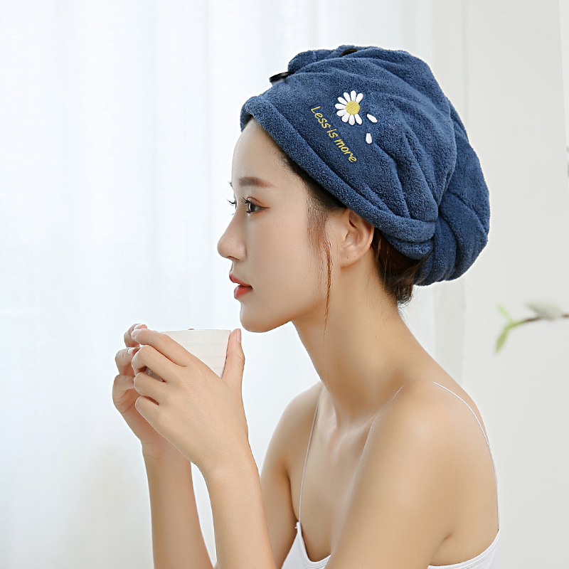 (Loại 1) Khăn Quấn Ủ Tóc Hoa Cúc Lau Khô Siêu Tốc ( tặng cột tóc hoa cúc )