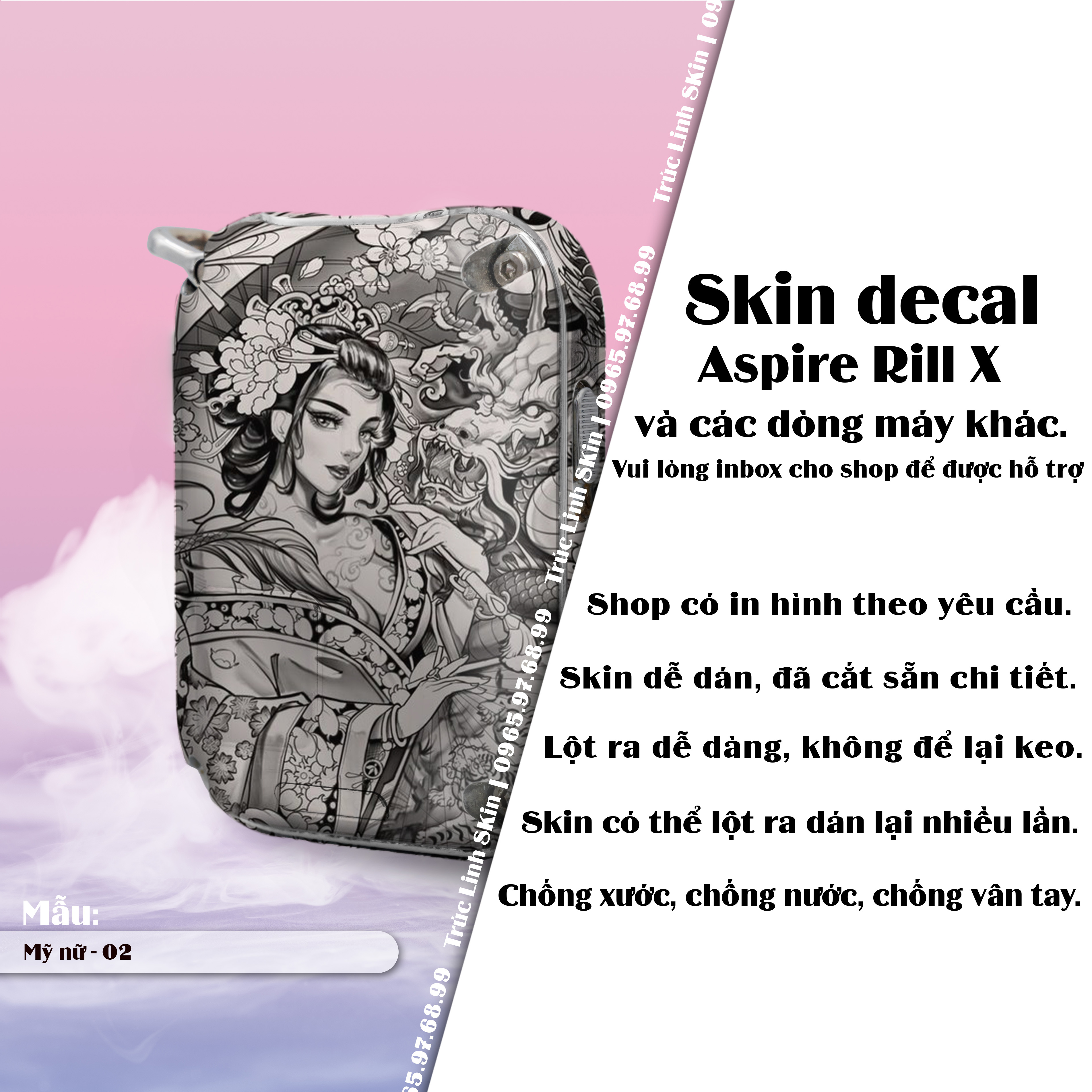 Miếng dán skin cho Riil X mẫu Mỹ nữ 02 (decal dễ dán, đã cắt sẵn)