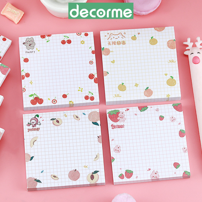 Giấy note ghi nhớ DecorMe dễ thương FRUIT 8*8cm tập 80 tờ