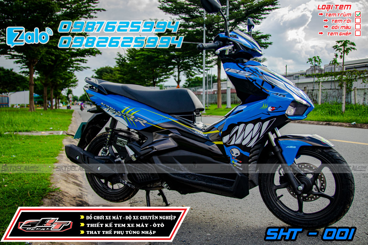 tem trùm airblade 2020 xanh đen cá mập