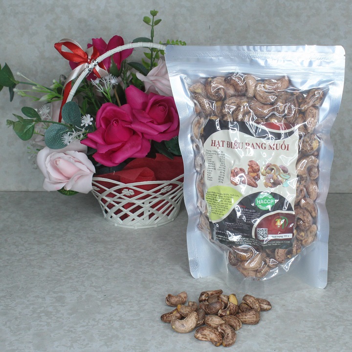 HẠT ĐIỀU RANG MUỐI NGUYÊN HẠT CÒN VỎ LỤA LOẠI A VIỆT (SIZE 520 HẠT/1KG) ĐÓNG 250-500G, HÀNG MỚI RANG MỖI NGÀY