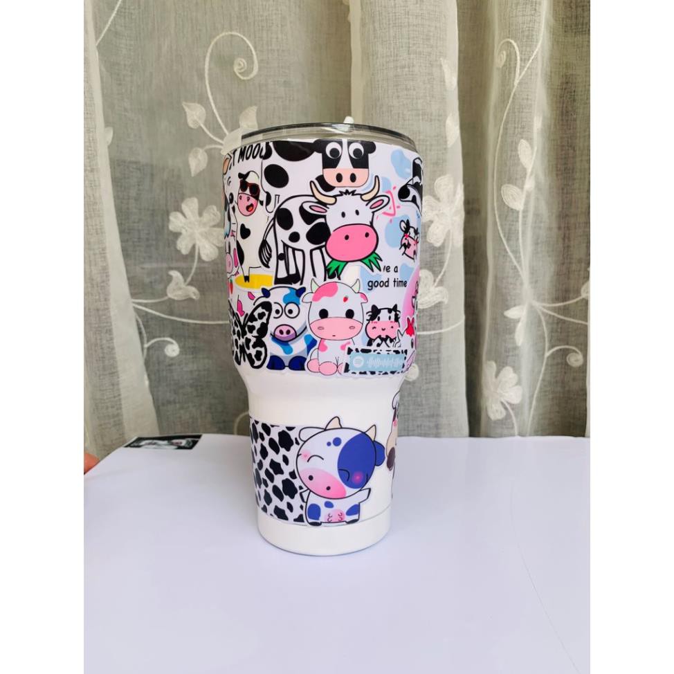 Set 50 Sticker Bò Sữa Dán mũ bảo hiêm