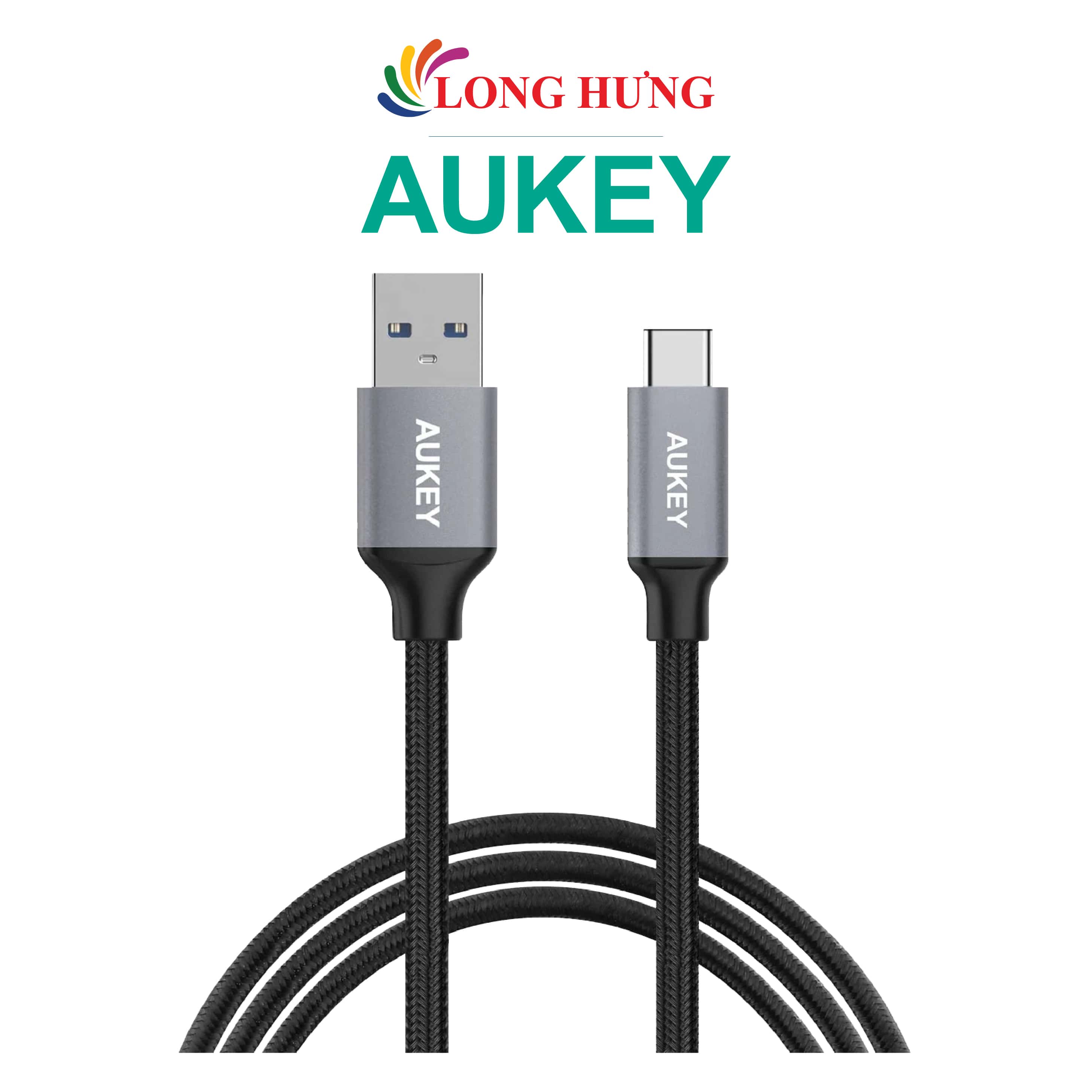 Cáp USB Type-C Aukey 1m CB-CD2 - Hàng chính hãng - Cổng Type-C tiện lợi Độ dài 1m Dòng điện ổn định