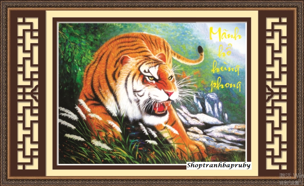 [HCM]Tranh thêu Mãnh Hỗ Hùng Phong 53493 kích thước 69 x 51 cm