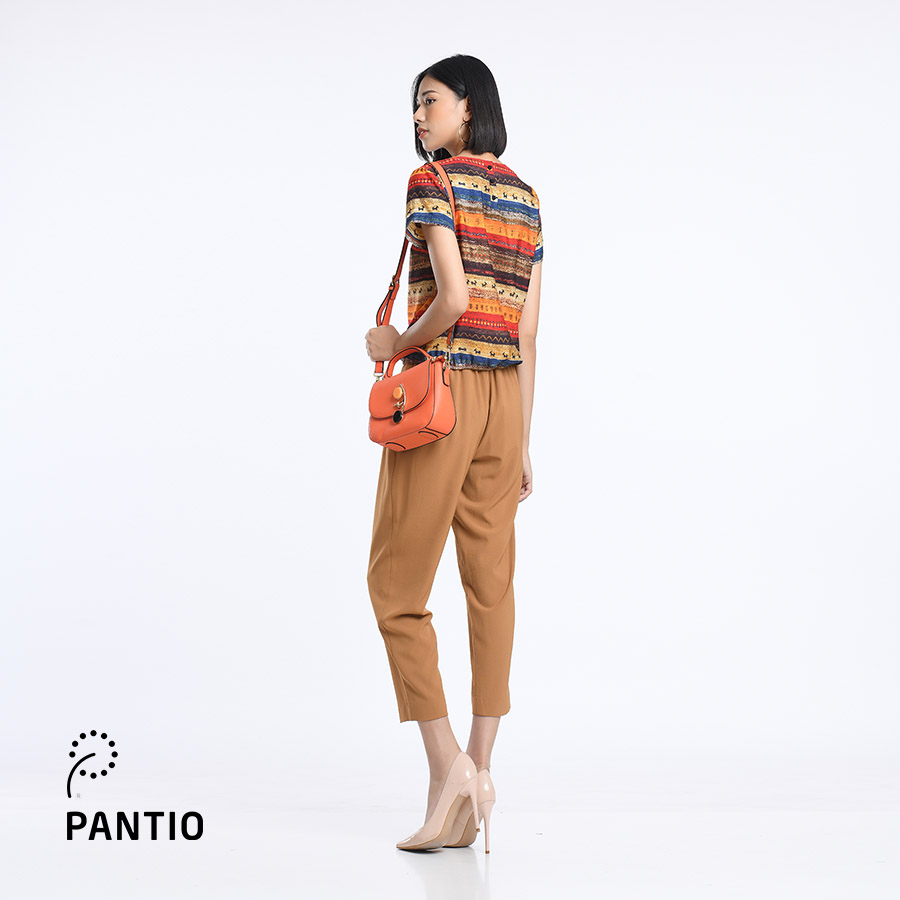 Áo sơ mi cổ tròn pha hoạ tiết FA25072 - PANTIO