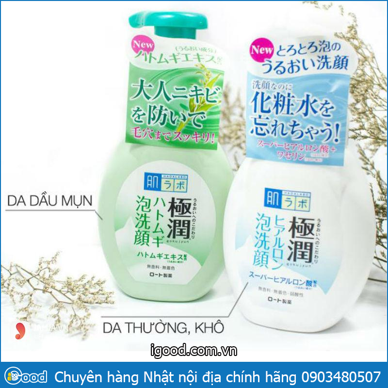Sữa rửa mặt Hada Labo (Hadalabo Rohto) vòi 160ml/tuýp 100g