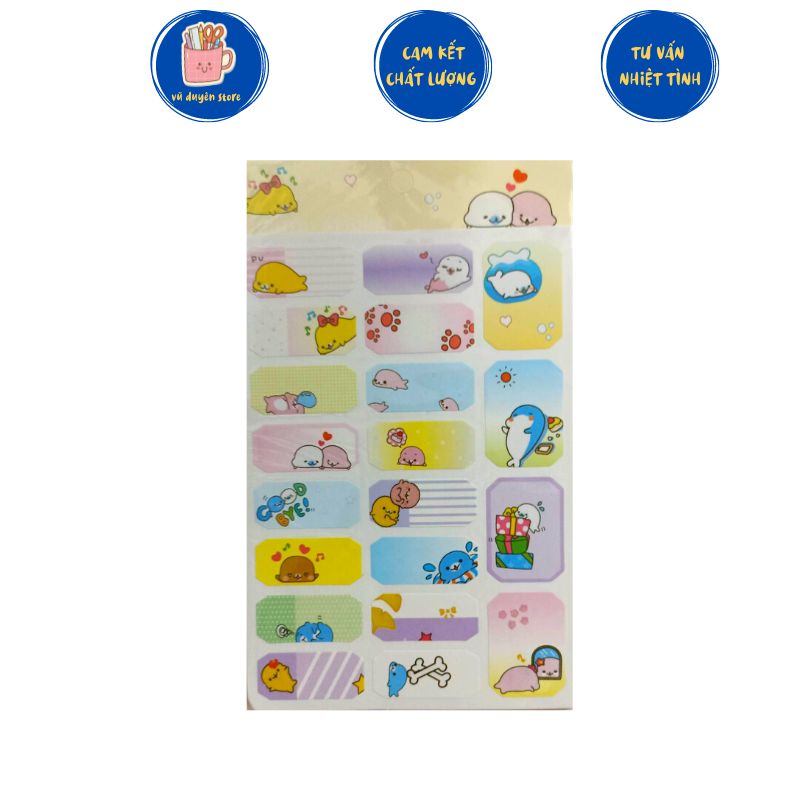 Set 3 Tờ Nhãn dán tên, name sticker mẫu dễ thương