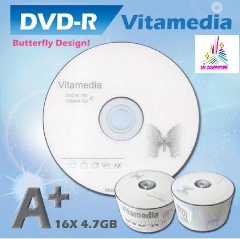 Bảng giá Đĩa dvd trắng ,Đĩa trắng DVD Vitamedia 1 lốc 50  cái 4.7G hộp box Phong Vũ