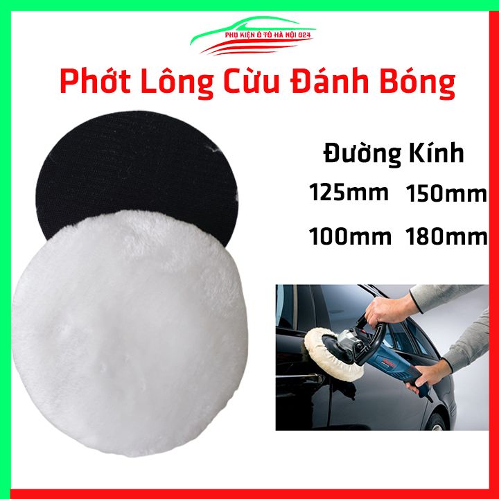 Phớt lông cừu đánh bóng ô tô, xe máy kích thước 100mm/125mm/150mm/180mm