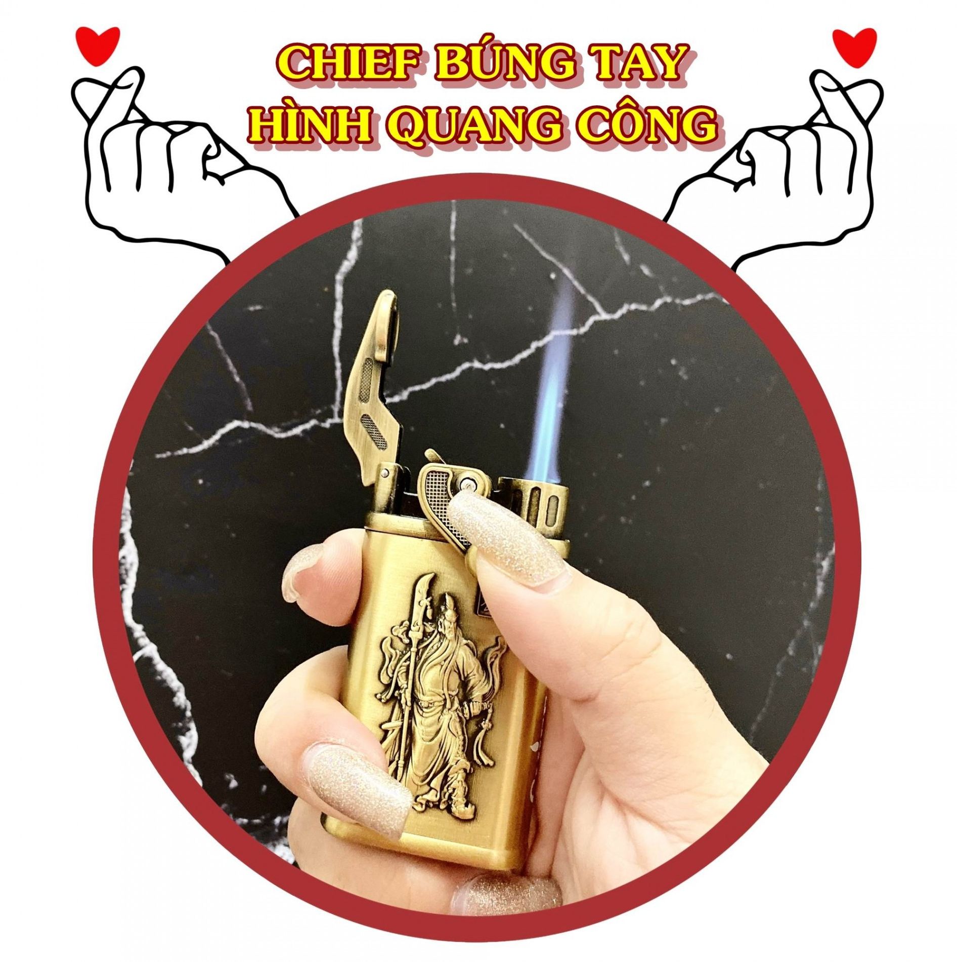 BẬT LỬA KHÈ CHIEF BÚNG TAY  KHẮC NỔI HÌNH QUAN CÔNG  - (XÀI GAS)