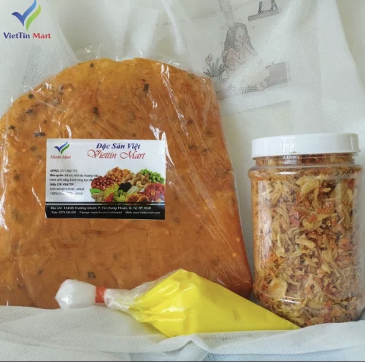 COMBO BÁNH TRÁNG DẺO TÔM, BƠ , MUỐI TÉP HÀNH PHI 600GR