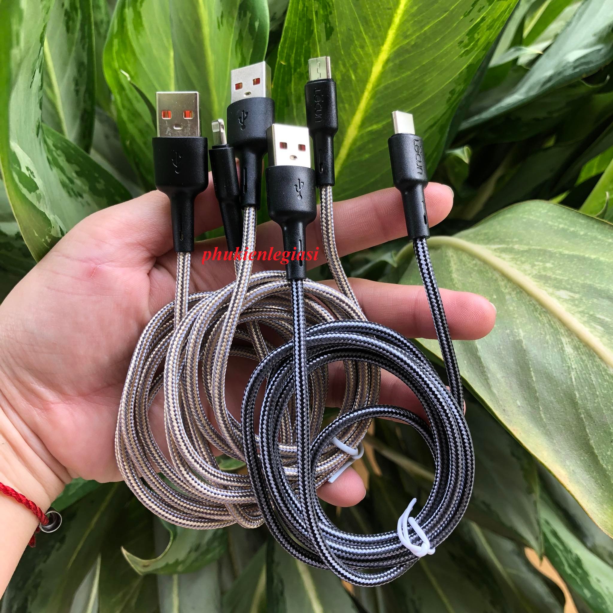 XÃ HÀNG THANH LÝ (Loại tốt)Cáp sạc dây dù C Lecun GS10 (FTL20) BỌC DÙ Micro usb Type C Lightning Iphone