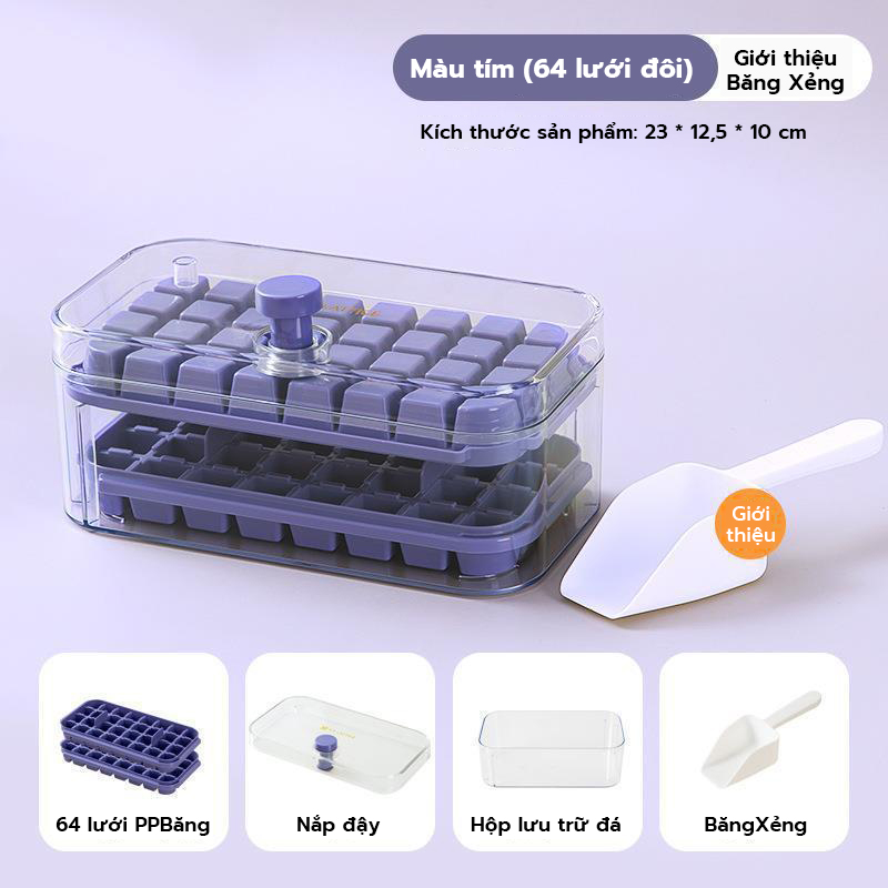 Khay đá có nắp đậy cho tủ đông 64 cốm phát hành một chạm đá viên khay đá silicon có thùng bảo quản