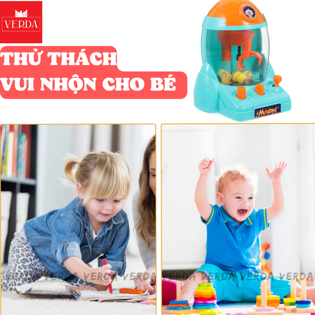 Máy gắp bóng mini, đồ chơi bộ gấp rocket tên lửa bi kẹo trẻ em cho bé VERDA