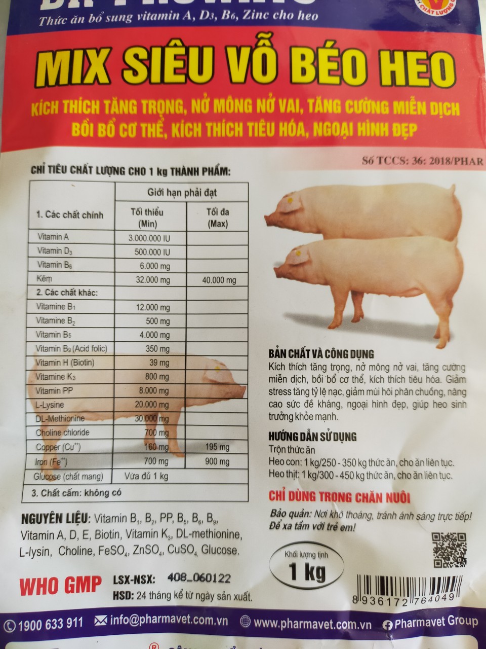 Mix- Siêu vỗ béo dành cho heo gói 1Kg