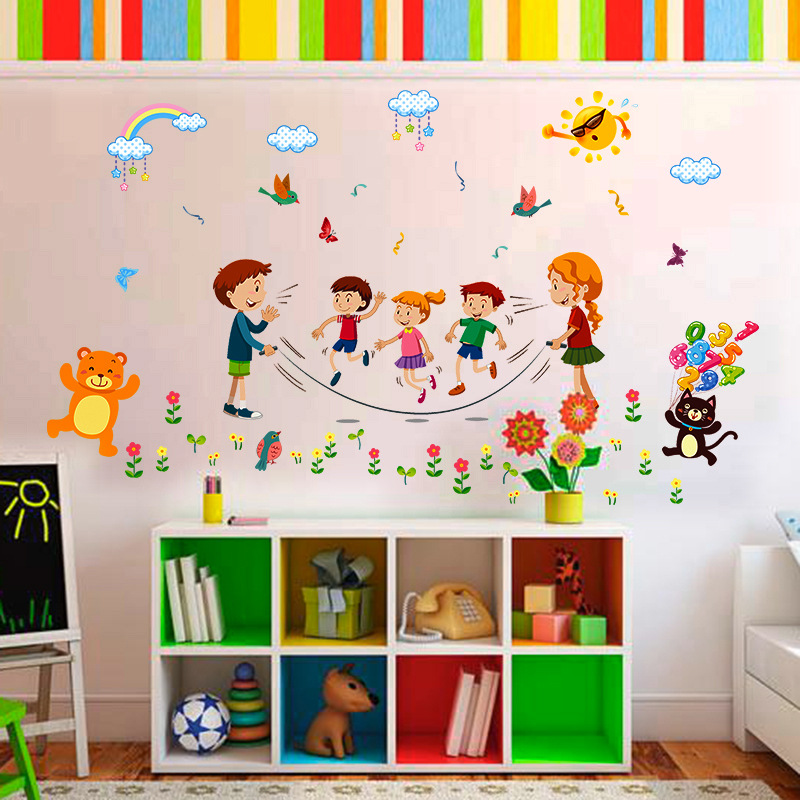 Decal dán tường bé nhảy dây XL 7195