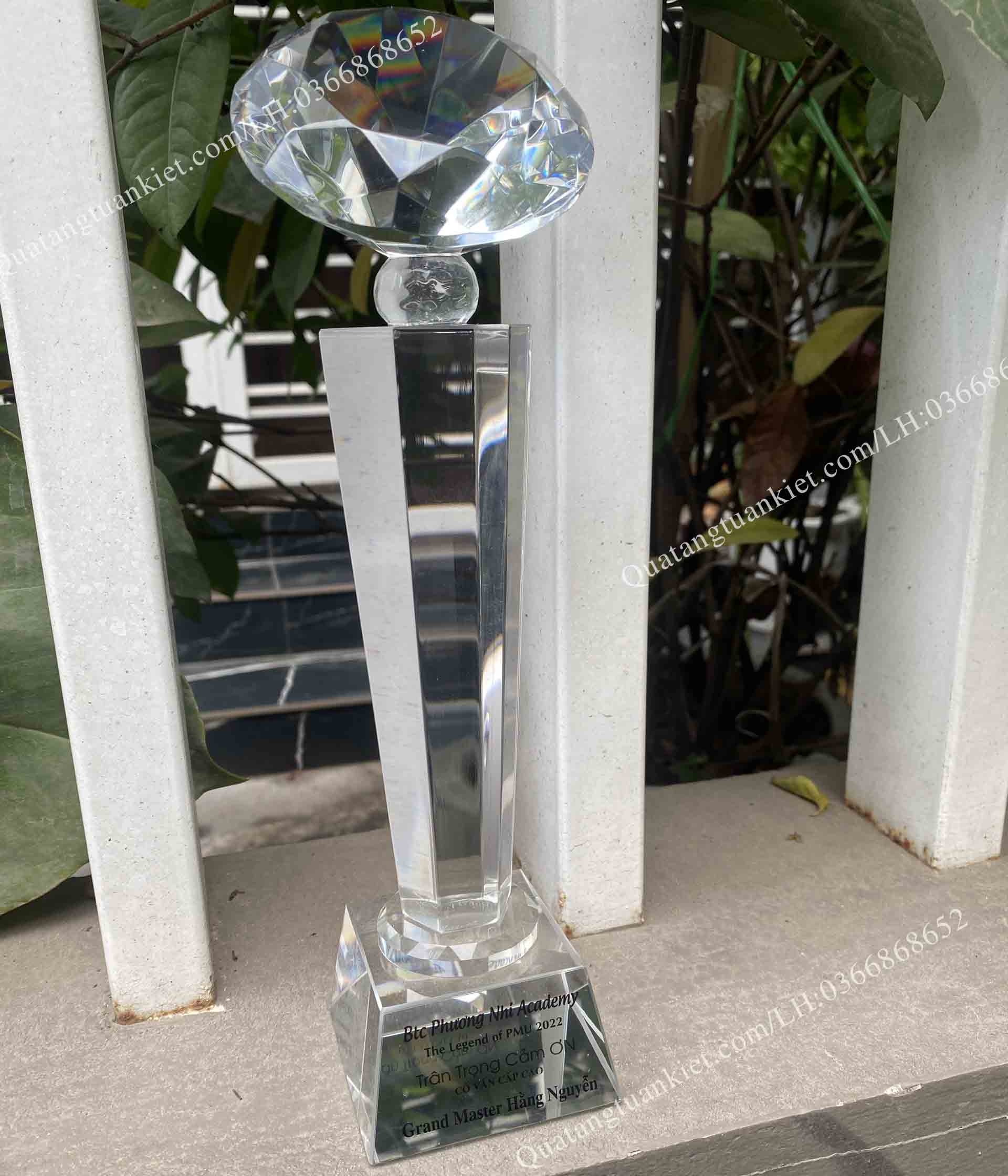 Cúp lưu niệm pha lê kim cương