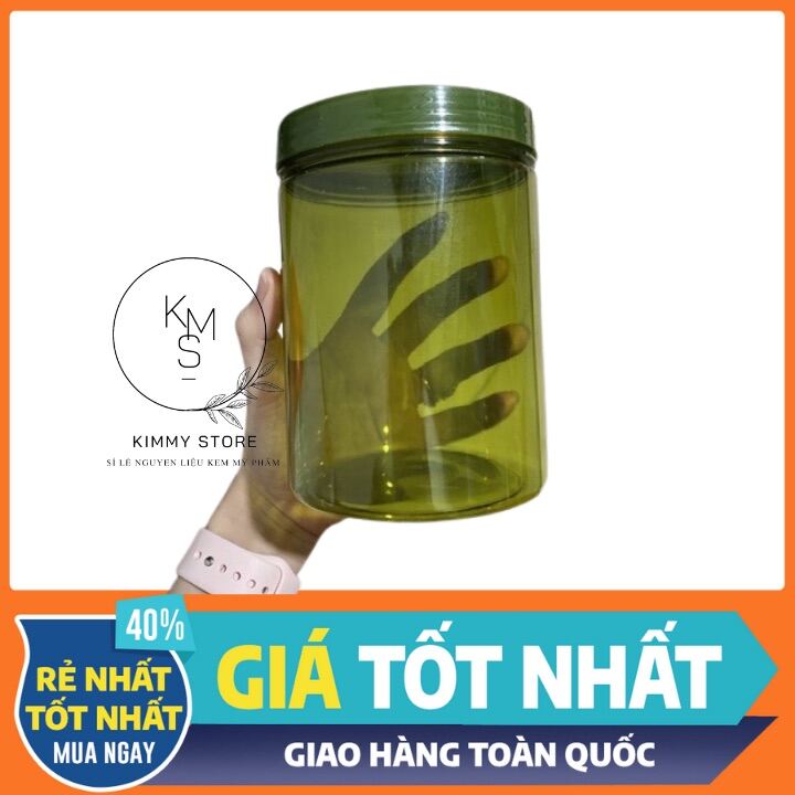 [HCM]lẻ hủ nhựa đựng kem 1kg màu xanh rêu trong