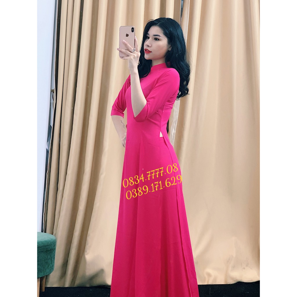Áo Dài Trơn Màu Hồng Sen - Cực Hot