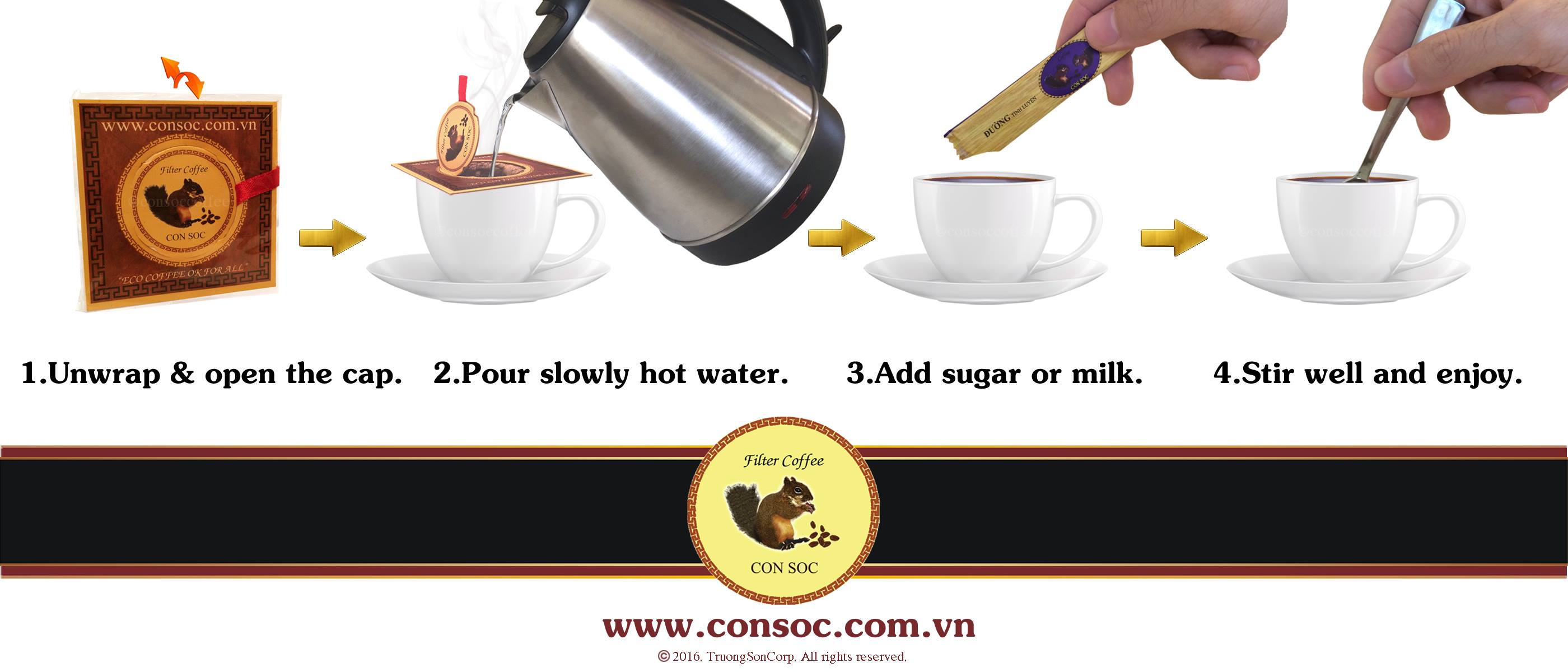 [Hộp XANH 10 phin] CÀ PHÊ PHIN GIẤY [VN] CON SOC Pure Arabica Paper Filter Coffee