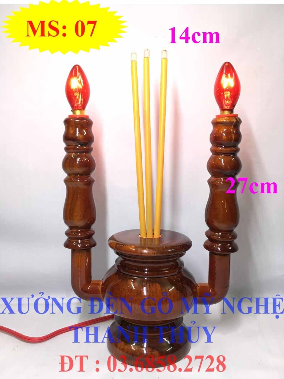 Lư nhang điện bàn thờ hàng chất lượng- Mẫu lớn - gỗ tràm MS 07