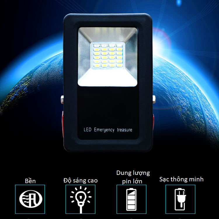 Đèn led siêu sáng sạc điện 30w W813 ( TẶNG KÈM 3 PIN 2600mAh, GIÁ ĐỠ TIỆN LỢI )