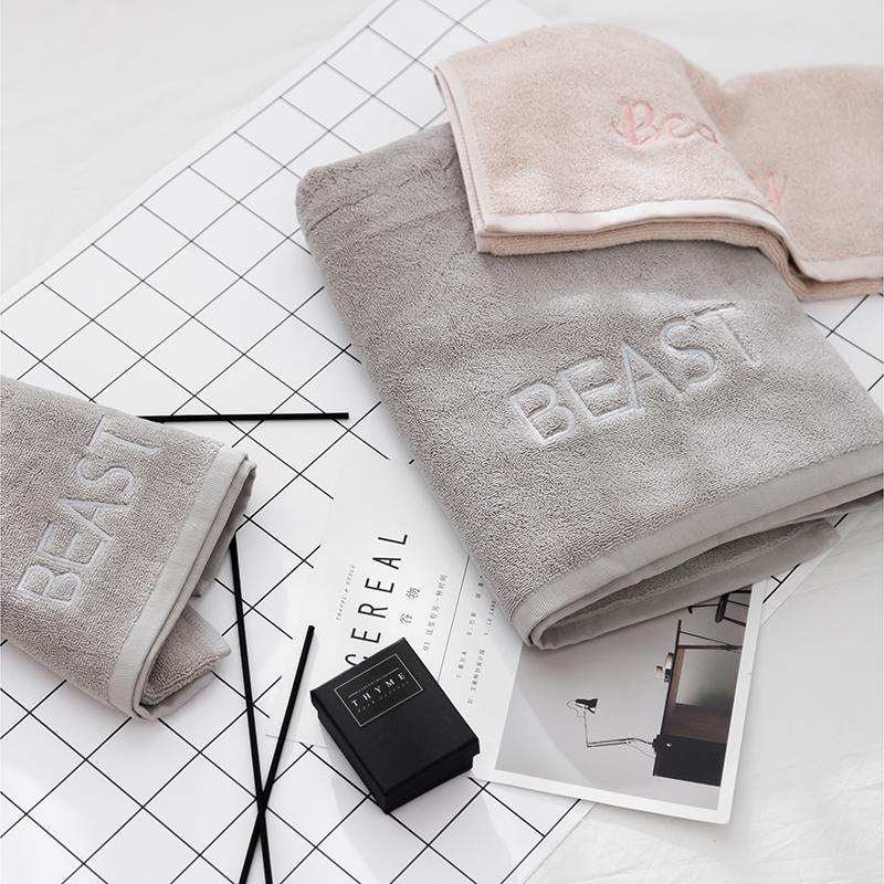 BEAST 100% Cotton Rửa Đồ Gia Dụng Khăn Mặt Hút Nước Dày Vài Màu Tua Rua Nghề Thêu Người Lớn 100% Cotton Khăn Tắm