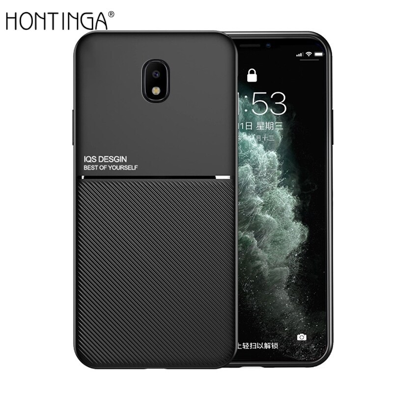 Hontinga Casing Case For Samsung Galaxy J7 Pro J7 2017 Case Slim Leather Texture Casing Fahion Slim Matte Protective Phone Case Cove Shockproof Cases Handphone Case Hard Case