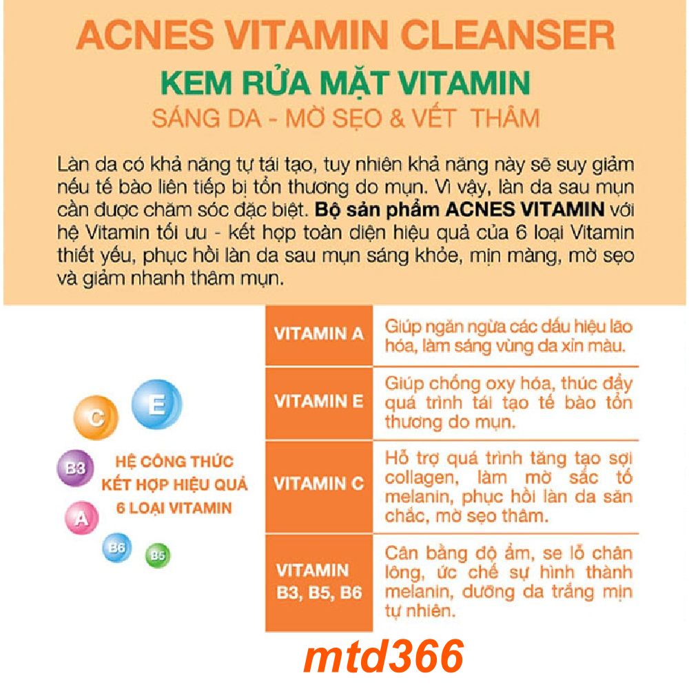 Sữa Rửa Mặt Nữ 50G Acnes sáng da mờ vết thâm.