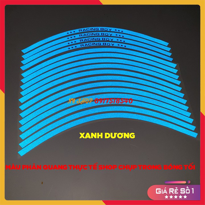 TEM CHỈ RCB PHẢN QUANG 3m DÁN VÀNH (MÂM) XE MÁY ( 1 BỘ ĐỦ DÁN 2 BÁNH)