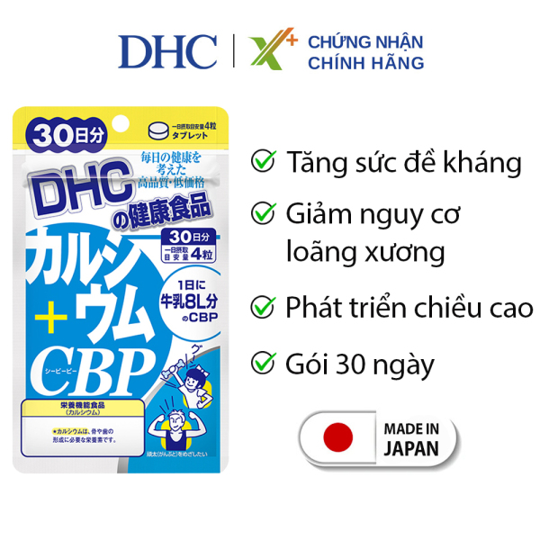 Viên uống bổ sung canxi DHC Nhật Bản Calcium + CBP thực phẩm chức năng giúp xương chắc khỏe, phát triển chiều cao trẻ em gói 30 ngày XP-DHC-CA30