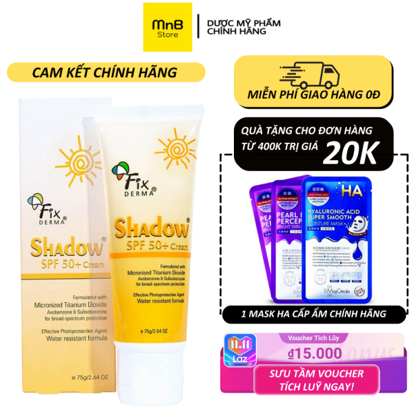 Fixderma kem chống nắng thoáng nhẹ không gây mụn cho da nhạy cảm Shadow SPF 50 75g