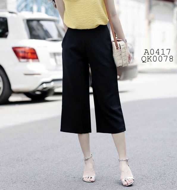 Quần culottes lửng khóa thật mã 606