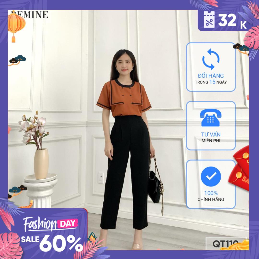 Quần tây kiểu eo túi xéo BEMINE QT110ĐEN