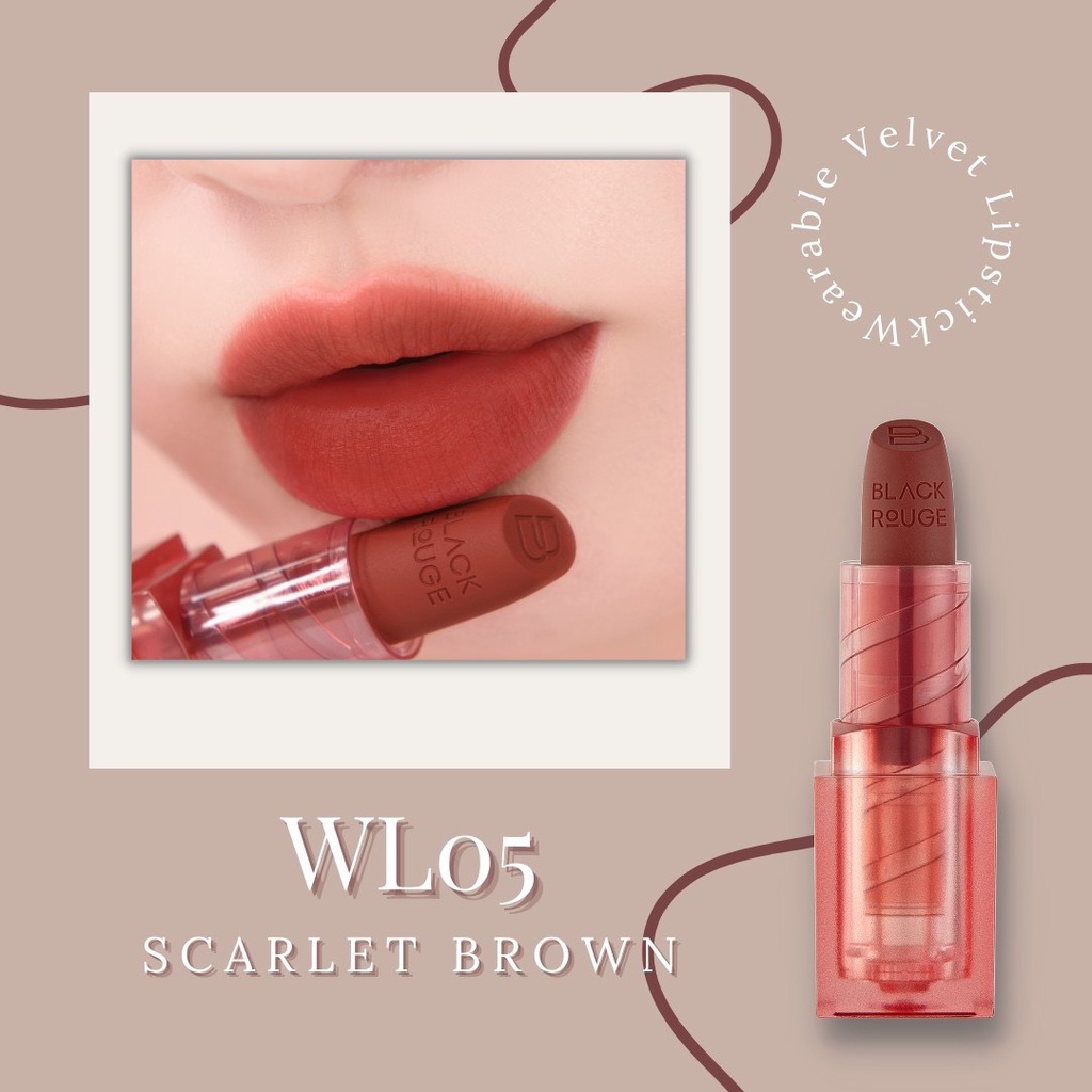 Son thỏi black rouge wearable velvet lipstick mềm mịn siêu lì hàn quốc lyo.vn