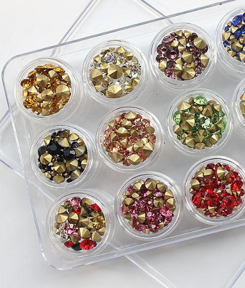 Set 12 ô đá chân nhọn trang trí móng