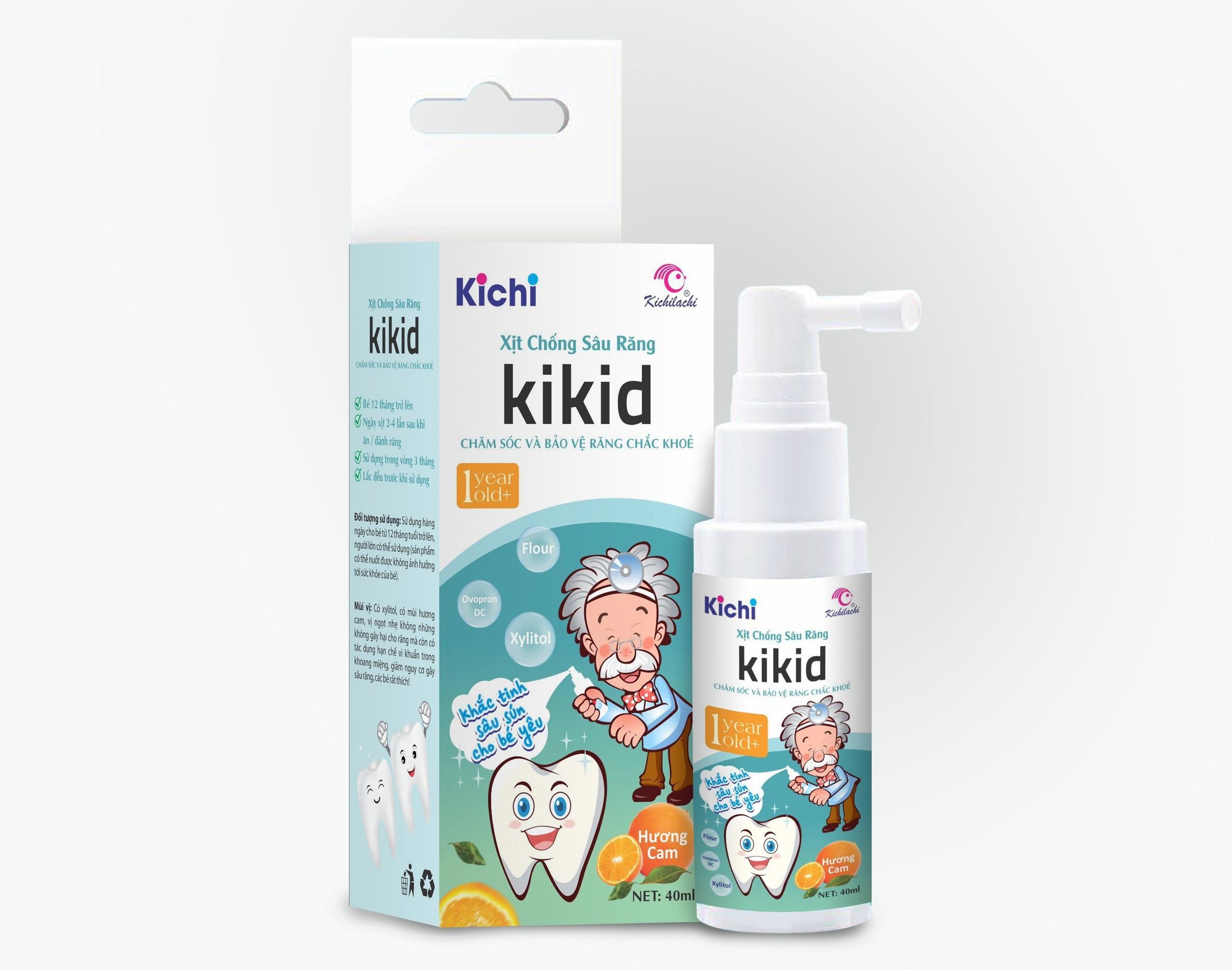 Xịt chống xâu răng Kikid Kichi 2 màu Xanh - Đỏ cho bé Bebi123shop