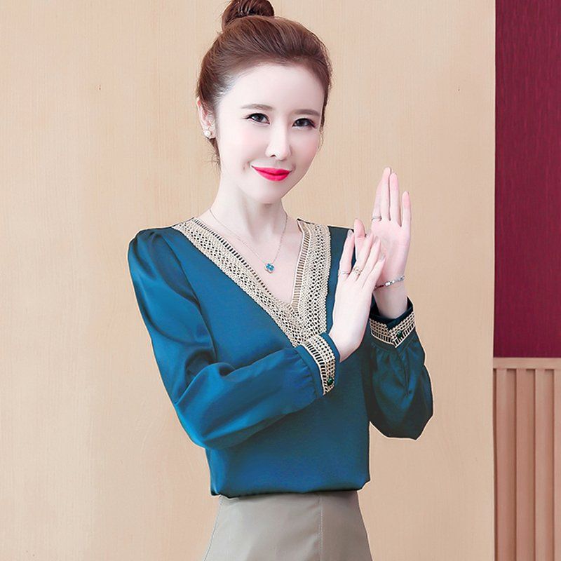 ÁO SƠ MI CÔNG SỞ NỮ CAO CẤP CỔ V PHỐI REN MẪU MỚI