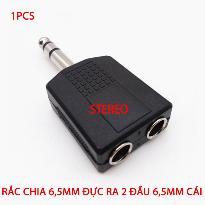 Đầu chia giắc 6.5mm đực ra 2 đầu 6.5mm cái stereo đầu 2 nấc - đầu chia mic hát karaoke 1 ra 2