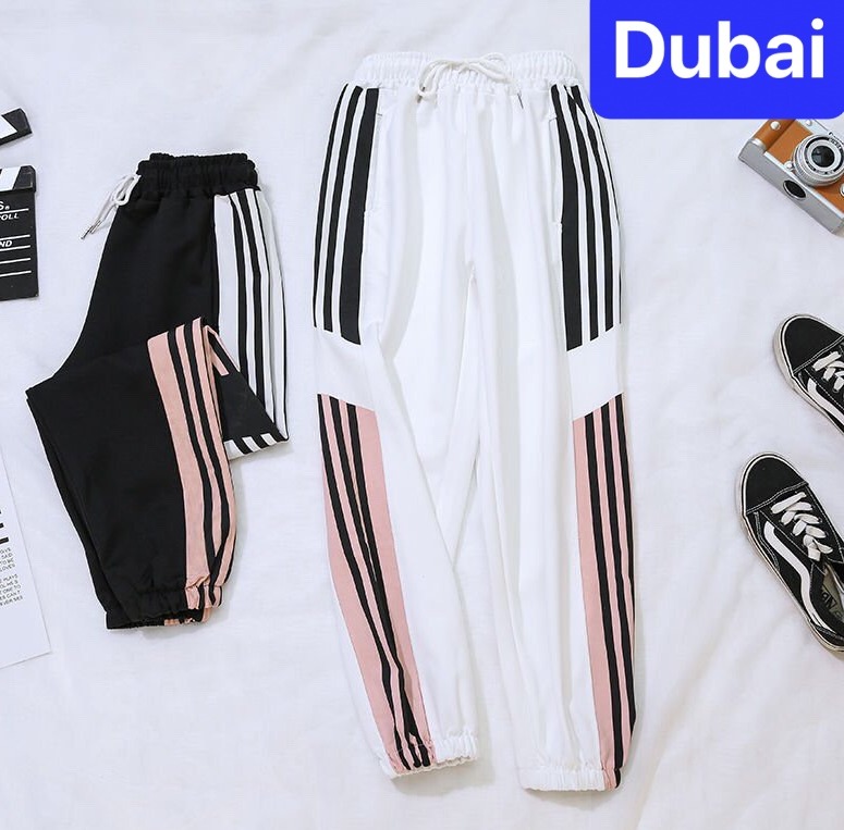 QUẦN JOGGER THỂ THAO NAM NỮ 3 SỌC HỒNG CHẤT NỈ DÀY DA CÁ UNISEX THOÁNG MÁT CAO CẤP - DUBAI FASHION