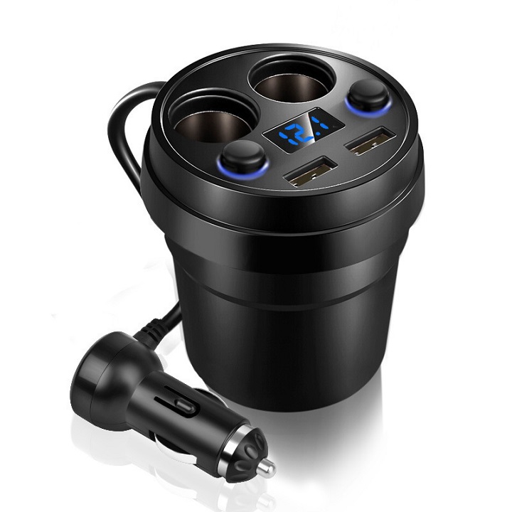 Tẩu Chia Sạc Ô Tô Hình Dạng Cốc - Chia 2 Nguồn Tẩu 2 Đầu USB